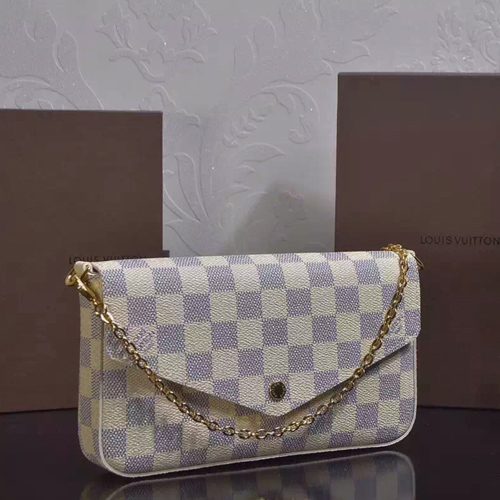 루이비통 N63106 포쉐트 체인 월릿 다미에 아주르