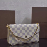 루이비통 N63106 포쉐트 체인 월릿 다미에 아주르