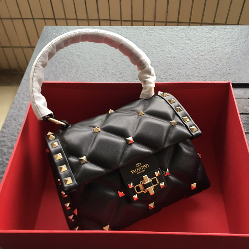 발렌티노 미니  나파 가죽 캔디스터드 탑 핸들 백 RW2B0D01 블랙