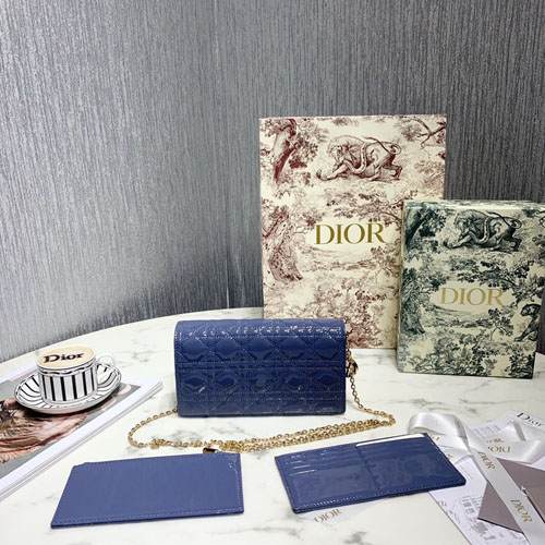 디올 에나멜 가죽 레이디 클러치백 S0204 블루