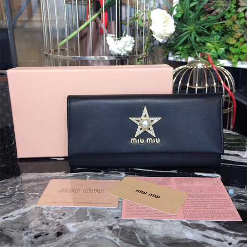 미우미우 신상 스타 주얼리 장지갑 5MH369 블랙