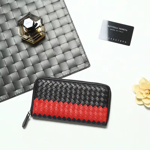 보테가 신상 지퍼 장지갑 V85352 블랙&레드