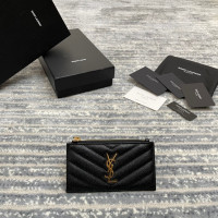생로랑 모노그램 지퍼 카드케이스 607915 블랙 금장