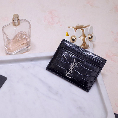 입생로랑 신상 카드지갑 423291 악어무늬 블랙 은장