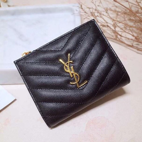 입생로랑 모노그램 지퍼 카드 케이스 517045 블랙 금장