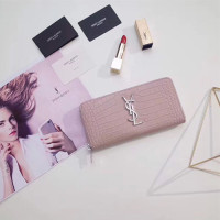 입생로랑 17S/S 신상 장지갑 370776 악어무늬 핑크 은장