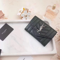 입생로랑 17S/S 플랩 프론트 지갑 437471 그린 은장