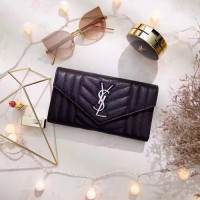 입생로랑 17 S/S 마틀라세 모노그램 장지갑 437469 블랙 은장