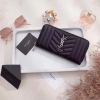 입생로랑 17S/S 지퍼 라운드 장지갑 358094 램스킨 블랙 빈티지 은장