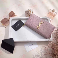 입생로랑 17S/S 신상 장지갑 370776 악어무늬 핑크 금장