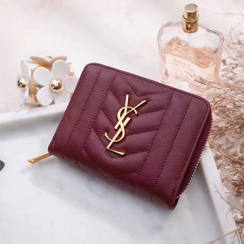 입생로랑 마틀라세 컴팩트 지갑 437470 램스킨 레드