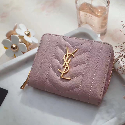 입생로랑 마틀라세 컴팩트 지갑 437470 램스킨 핑크