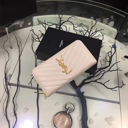 입생로랑 17S/S 지퍼 라운드 장지갑 358094 아이보리