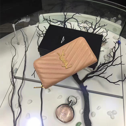 입생로랑 17S/S 지퍼 라운드 장지갑 358094 베이지