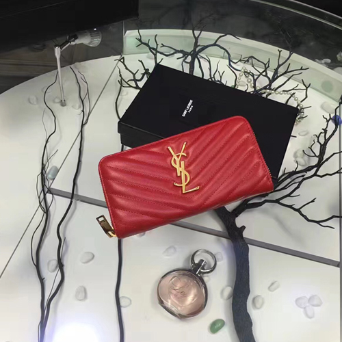 입생로랑 17S/S 지퍼 라운드 장지갑 358094 레드