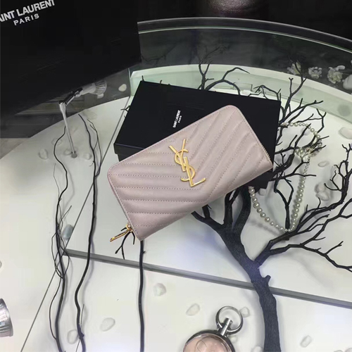 입생로랑 17S/S 지퍼 라운드 장지갑 358094 그레이