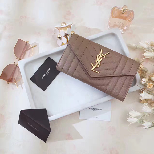 입생로랑 17 S/S 마틀라세 모노그램 장지갑 437469 베이지