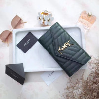 입생로랑 17 S/S 마틀라세 모노그램 장지갑 437469 그린