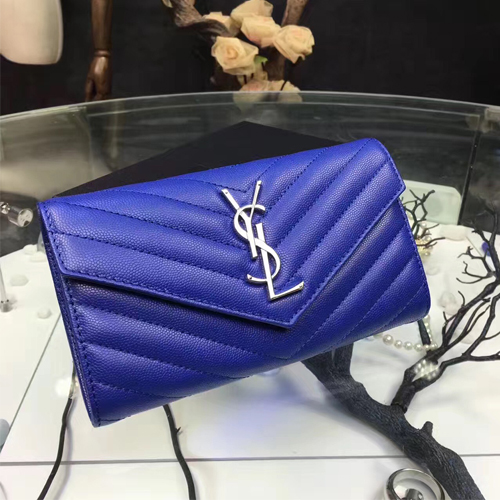 입생로랑 17S/S 플랩 장지갑 372264 블루