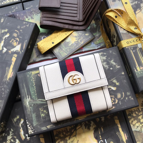 구찌 오피디아 GG 프렌치 플랩 지갑 523173 화이트