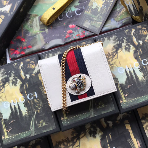 구찌 라자 타이거 체인 카드 반지갑 573790 화이트