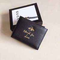 구찌 애니멀리에 가죽 카드 케이스 (동전 및 지폐 수납) 498094 블랙